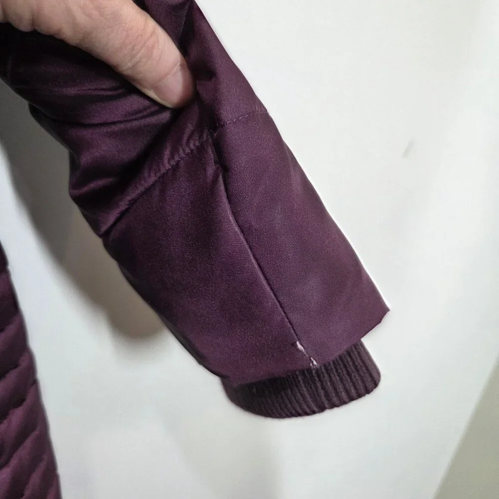 Lands End Coat Womens 1X Purple Insulated Quilted Hooded Long Parka